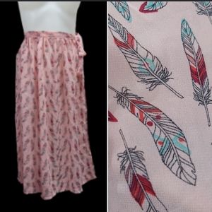 BOHO VIBES Feather Print Tie Waist Wrap